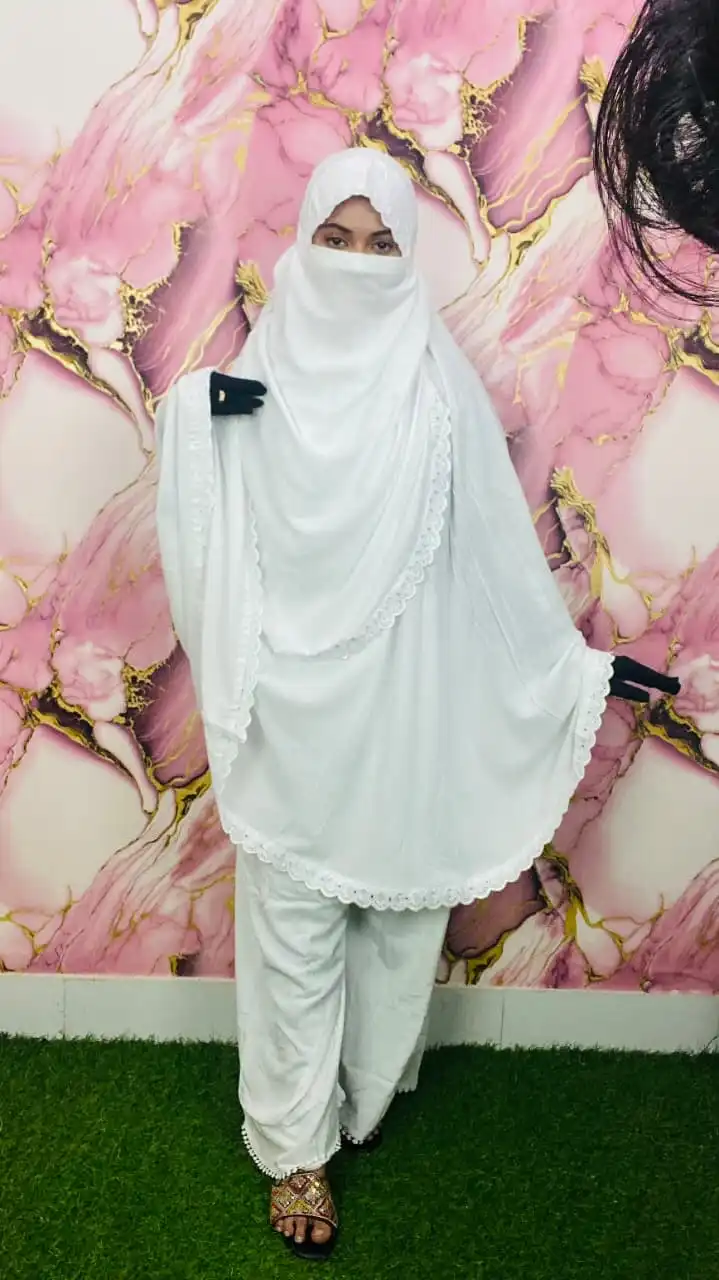 🕋 লেস ডিজাইন হিজাব প্লাজু সেট